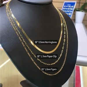 Genuine 10K Yellow Gold Stacked Necklaces